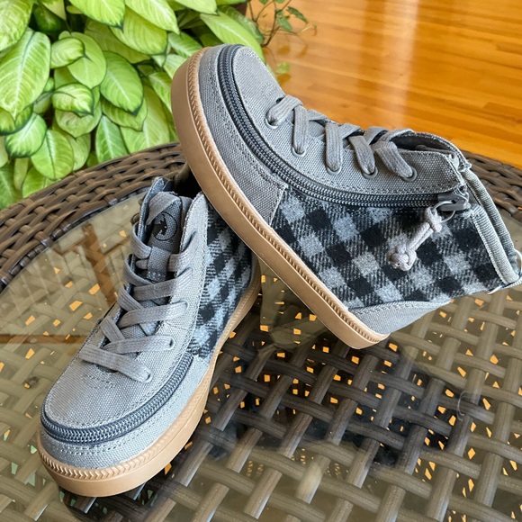 Billy Kids Shoes Size 11 Gray checkered Haring essential High Top New - Picture 6 of 8